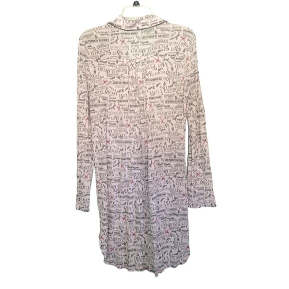 Victoria's Secret White & Black All Over Spellout Button Up Sleep Dress Size M - Picture 2 of 4